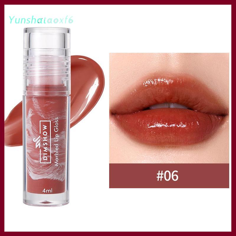 yunshataoxf Dimshow 6 màu sắc Cẩm Thạch gương môi men kết cấu tinh chất dưỡng ẩm chăm sóc môi son bóng cho dễ dàng môi xuất hiện - 2