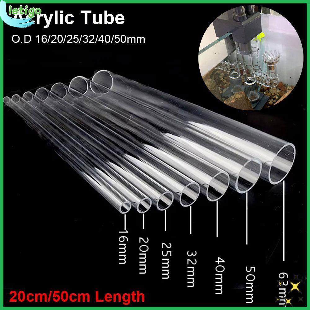 LETIGO 1Pcs Trong suốt rõ ràng Ống acrylic Đường kính ngoài 16/20/25/32/40/50mm Tự làm Ống bể cá Bền bỉ 20/50cm Phụ kiện ống Đồ dùng cho bể cá