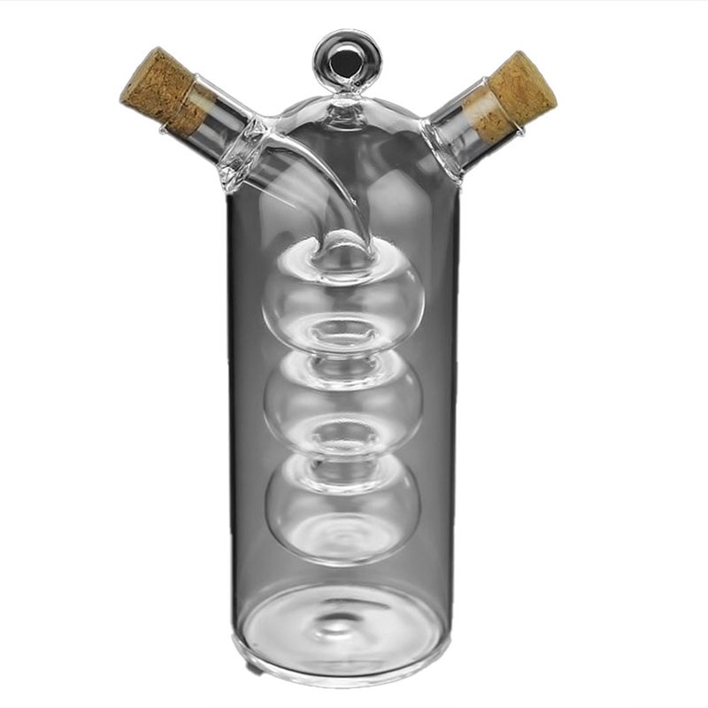 (ZYMB) Double Layer Sauce Oil Bottle 2 in 1 Vinegar Glass Bottle Condiment Seasoning Sealed Kitchen Storage Bottles Jars