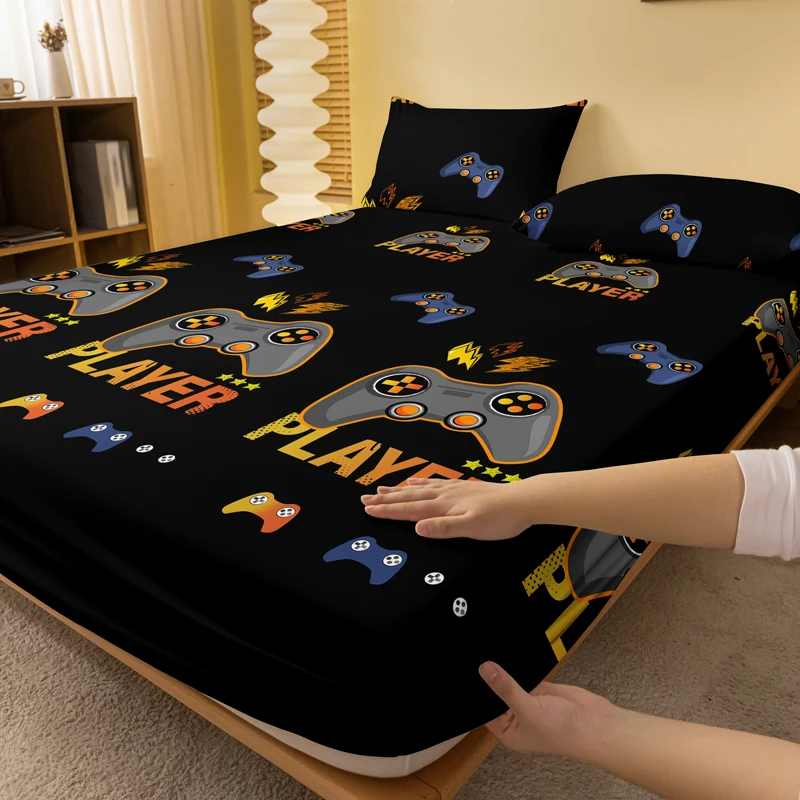 {fthyj} 1 Simple modern printed matte Fitted Sheet, bedroom printed bed cover, bedding (excluding pillowcases)