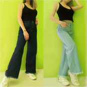 High Waist Baggy Jeans for Women - Tattered Denim Pants