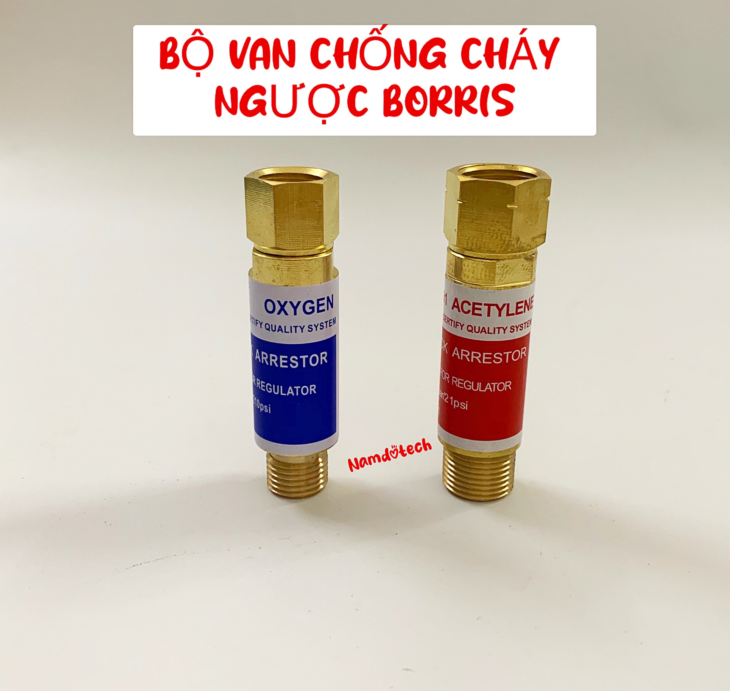 Bộ van chống cháy ngược borris lắp cho đồng hồ oxy gas 188