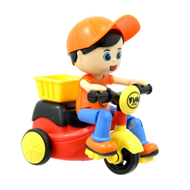 Mini Cartoon Inertia Tricycle Delivery Boy Model Toy Car Slide Swing