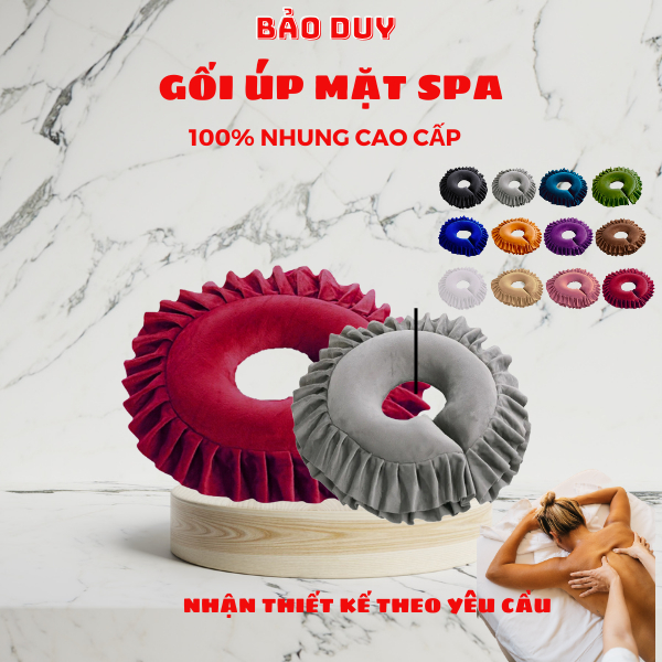 GỐI ÚP MẶT SPA, MASSAGE BODY | chất liệu nhung mềm mịn, êm ái, thư giản, xếp li xinh xắn