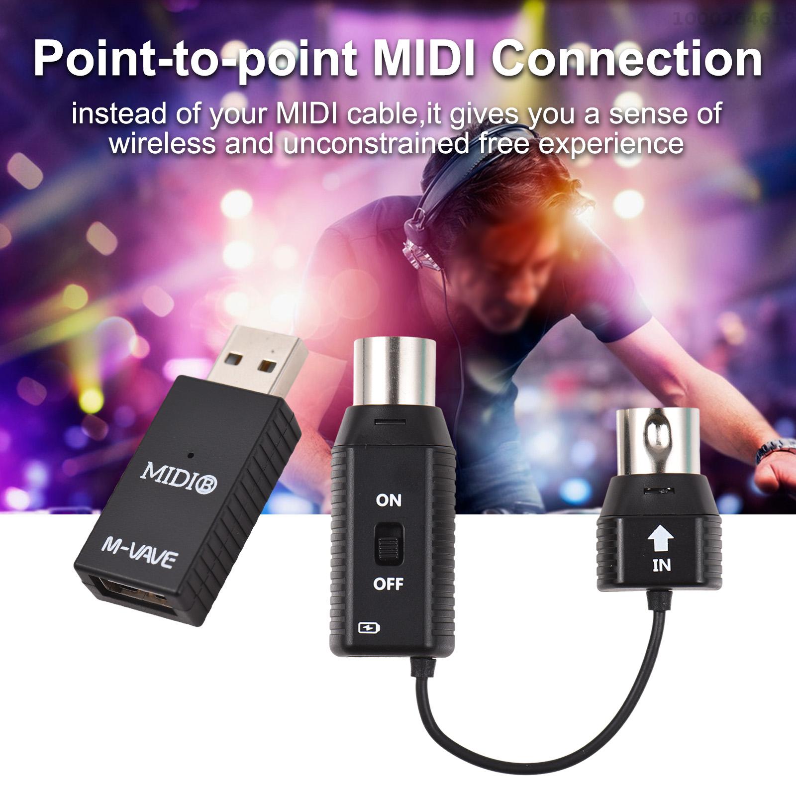 M-VAVE MS1 Mini truyền không dây hệ thống Midi hệ thống Midi Bộ chuyển đổi không dây Plug and play hỗ trợ cho các thiết bị với giao diện MIDI