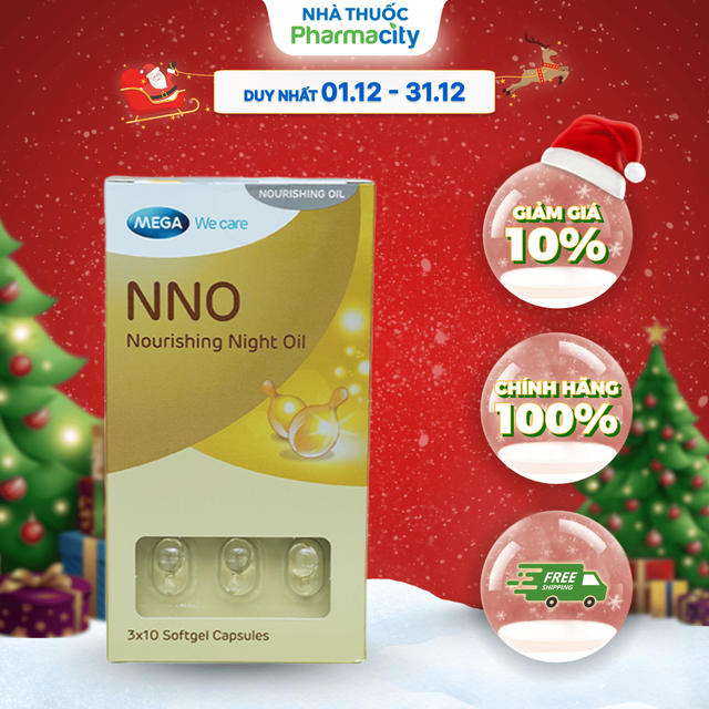 Dầu Dưỡng Da Ban Đêm NNO Giữ ẩm, Ngăn Ngừa Vết Nhăn, Đốm Nâu (Hộp 3 vỉ x 10 viên)