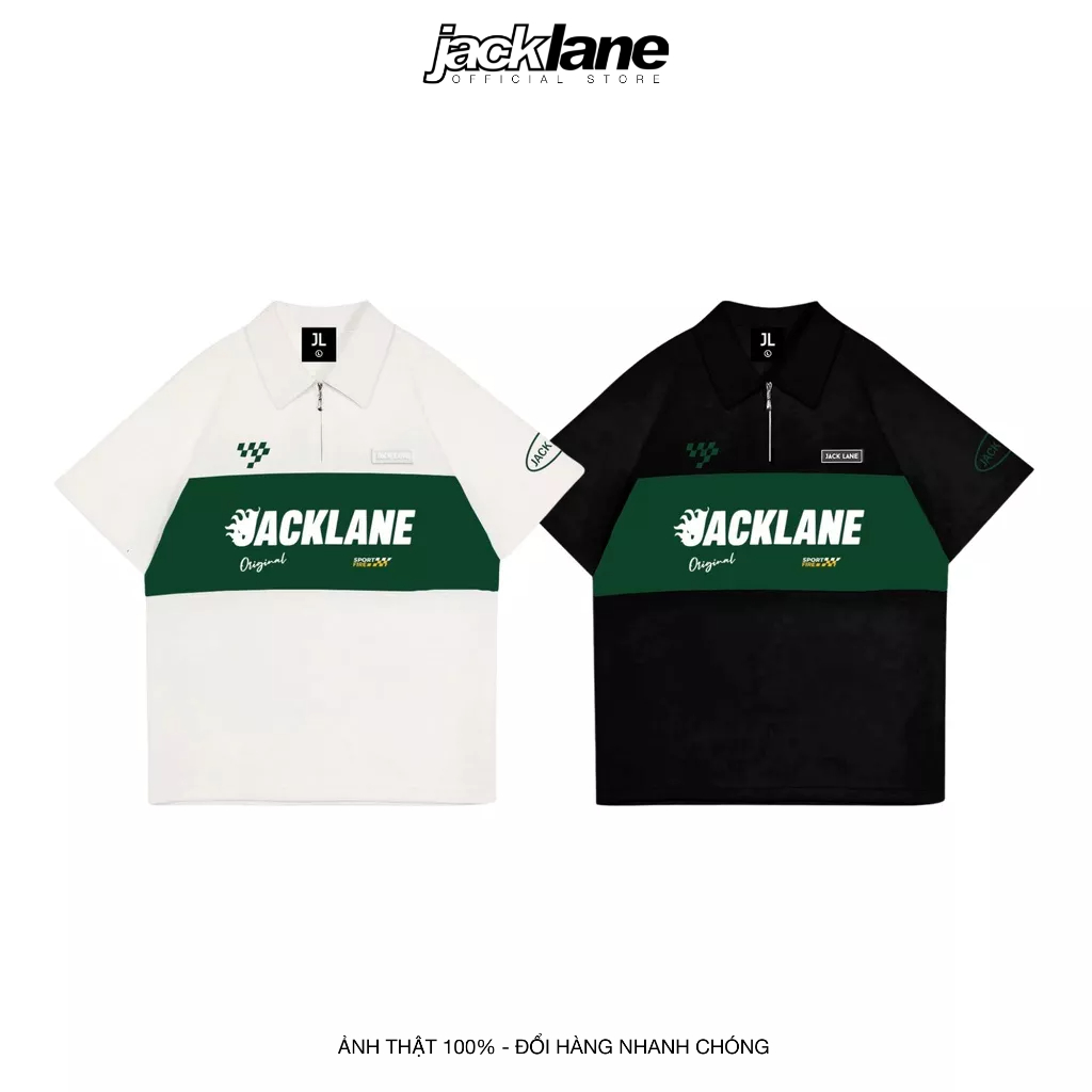 tes Áo Polo oversize Racing JACK LANE, Áo thun có cổ form rộng nam nữ JACK LANE, Local Brand JACK LA
