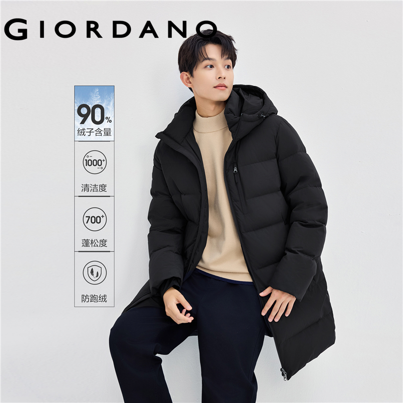 Giordano Men Down Jacket Winter Multi-Pocket Three-Proof Hooded Mid-Length Down Jacket Fashion Casual Down Jacket 01074716 - ยี่ห้อ Giordano ราคา 11,939 บาท*ส่งฟรี