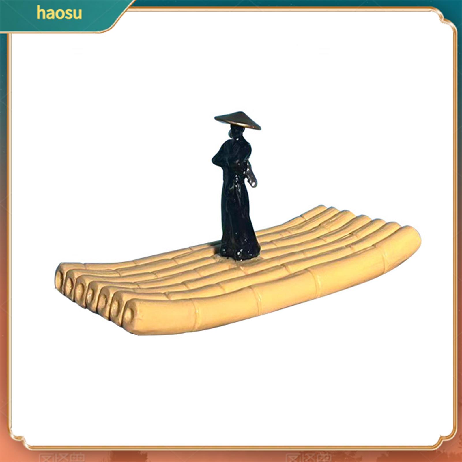 haosu Non-fading Fish Tank Ornament Corrosion-resistant Aquarium Decor Waterproof Floating Swordsman Figurine Bamboo Raft Aquarium Decoration Unique Fish Tank Statue for Desktop and Home Decor Perfect Style