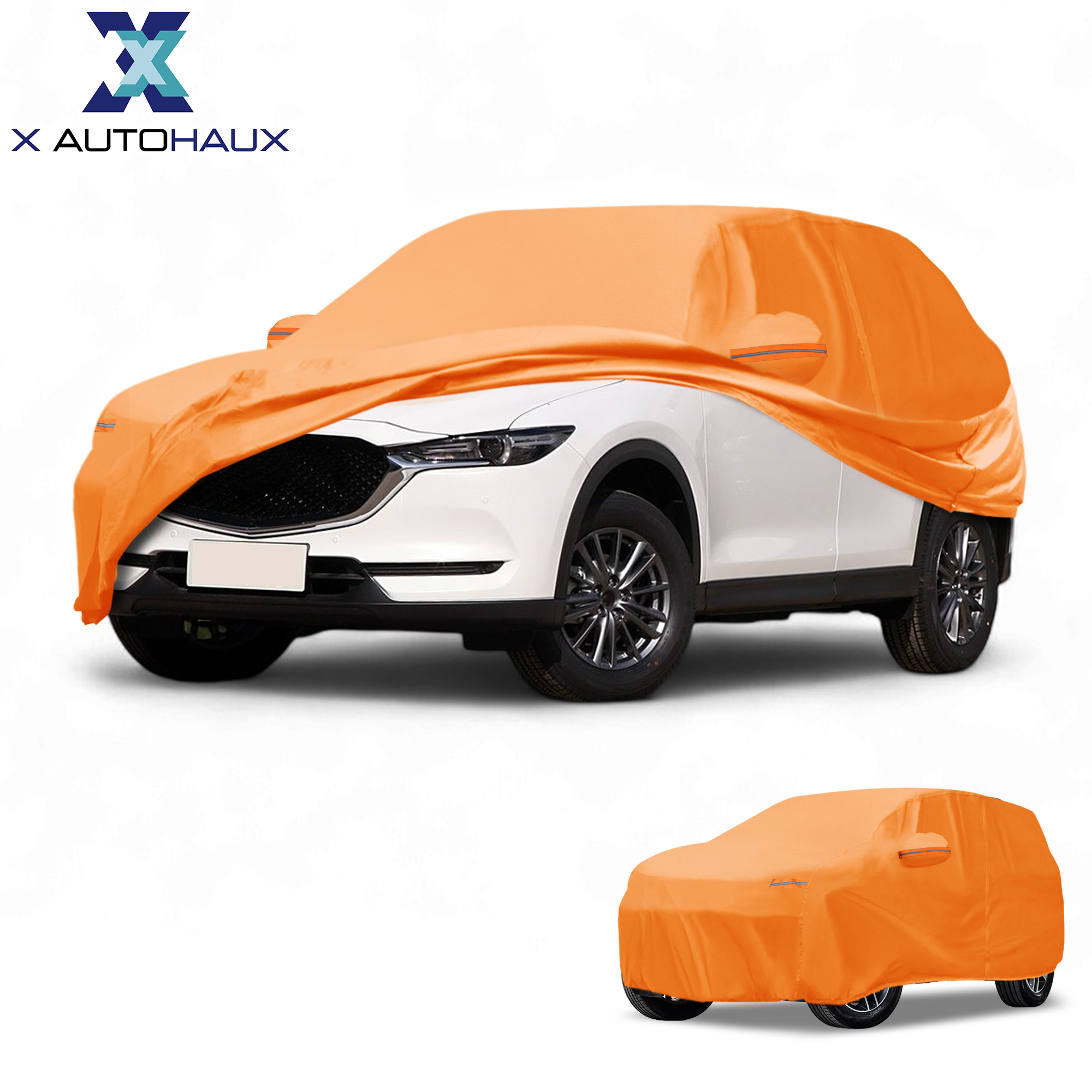 X AUTOHAUX Car Cover Waterproof All Weather Automotive Outdoor Anti-UV Full Exterior Cover for Mazda CX5 210D-PU Orange with Left Side Zippers ราคา 2,429 บาท*ส่งฟรี