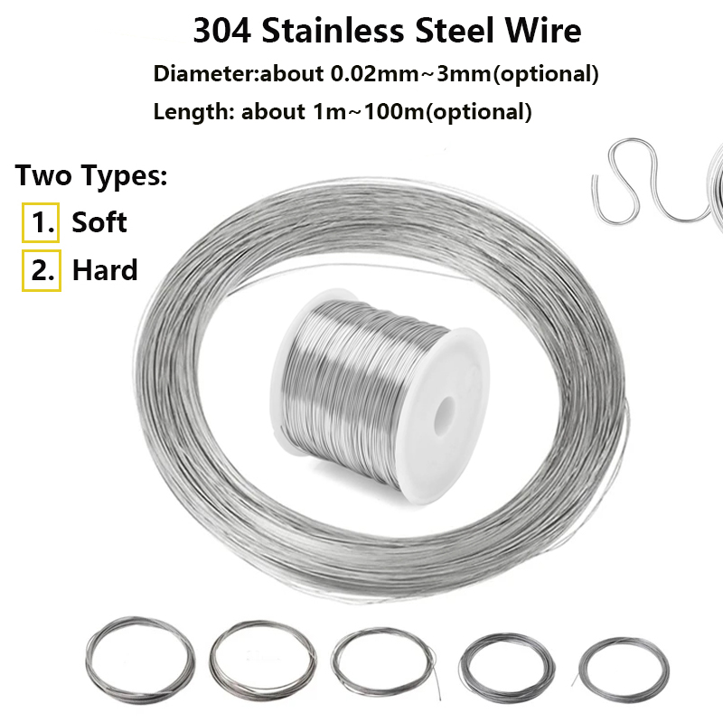 304 Stainless Steel Single Strand Wire – Soft & Bright, 0.2mm Diameter, Lengths From 2m To 10m