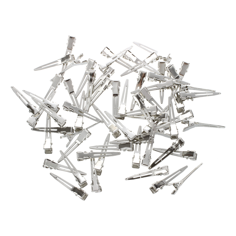 60 Pcs Single Prong Sectioning Clip Alligator Pinch Clips for Hair Bows Corker Bulk Craft DIY Long 45mm