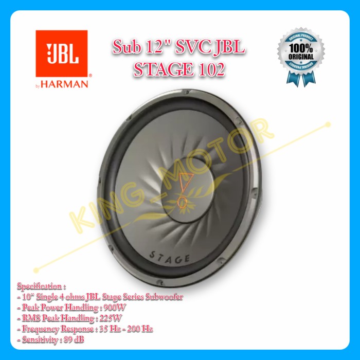 SUBWOOFER 10 INCH SINGLE VOICE JBL STAGE 102 Harga  1,156,000 Ringgit*Penghantaran Percuma