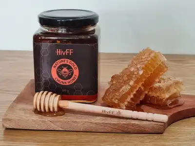 Hivff Pure Raw Chunk Honey with Honeycomb 500G / Pure Raw Longan Honey 500G / Pure Raw Mixed Flower Honey 500G