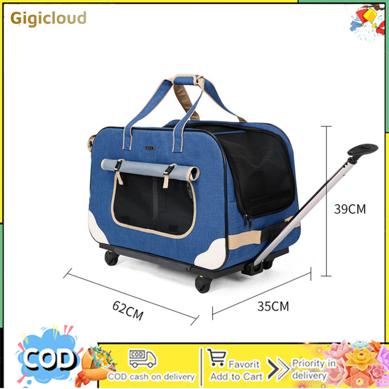 Pet Carrier With Wheels, Foldable Breathable Waterproof Rolling Dog Cat Carrier With Telescopic Handle, Detachable Rolling Pet Carrier For Cats Dogs Up To 38lbs ราคา 4,100 บาท*ส่งฟรี