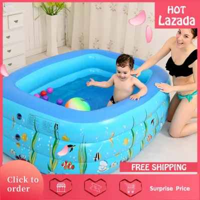 1.3M Three-ring Baby Inflatable Printing Swimming Pool PVC Playing Bathing Pool for Family Children