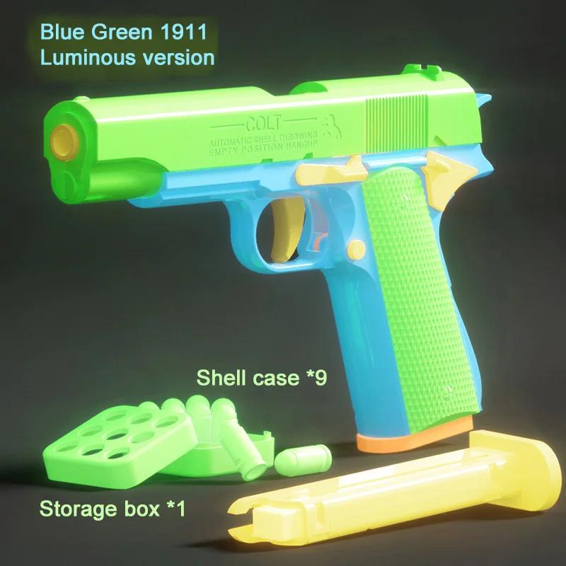 new Luminous 1911 Continuous Shell Throwing Model Simulation Kids Toy Guns Empty Magazine Hangs Up D