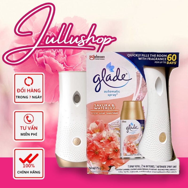 Glade Bộ Máy & Lõi Xịt thơm phòng tự động có hẹn giờ 9 mùi hương dịu nhẹ, máy xịt phòng thái lan