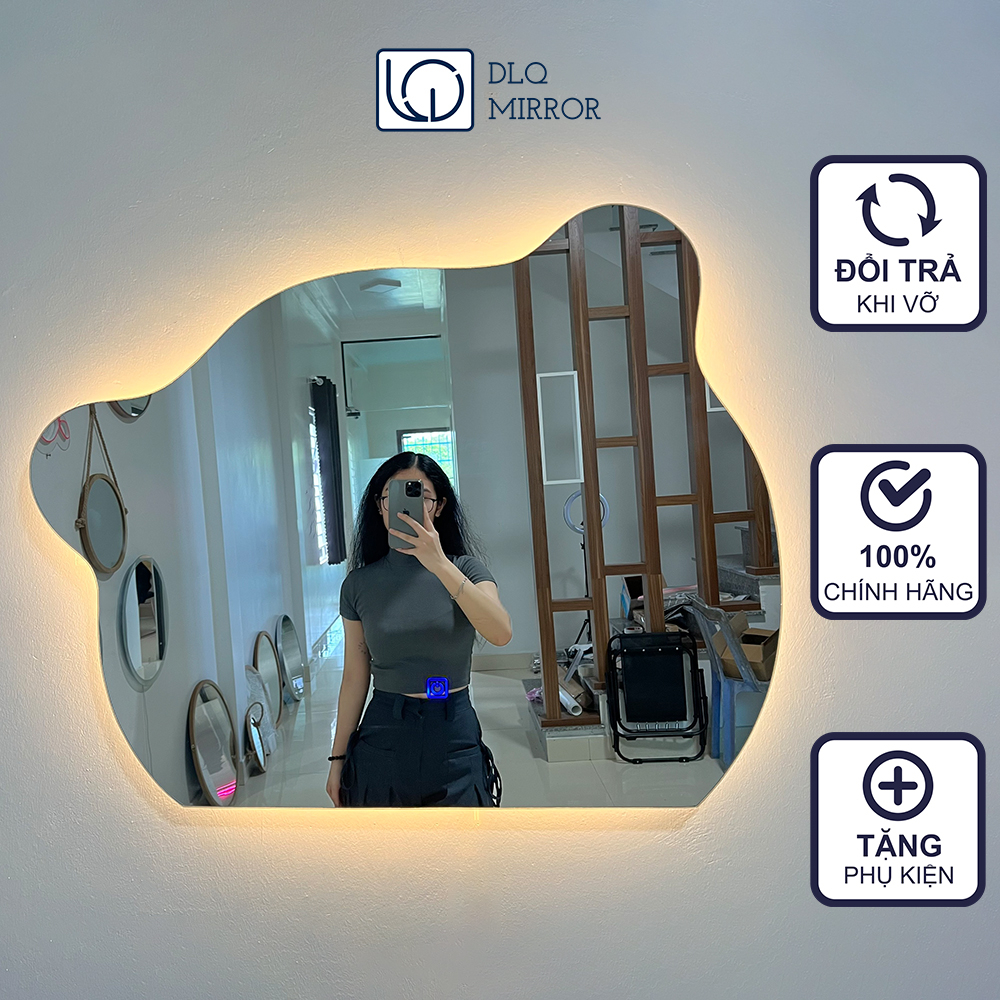 Gương trang điểm đầu gấu có led cảm ứng cao cấp dlq mirror bảo hành 5 năm