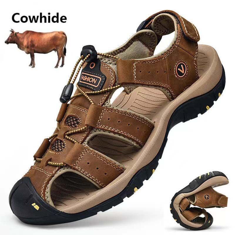 Giày leo núi nam Giày thể thao nam Giày Da Đi Biển Hai Mặt Thoáng Khí Giày Sandal Đục Lỗ Siêu Nhẹ Chống Trượt Thời Trang Đi Biển Cho Nam WA29