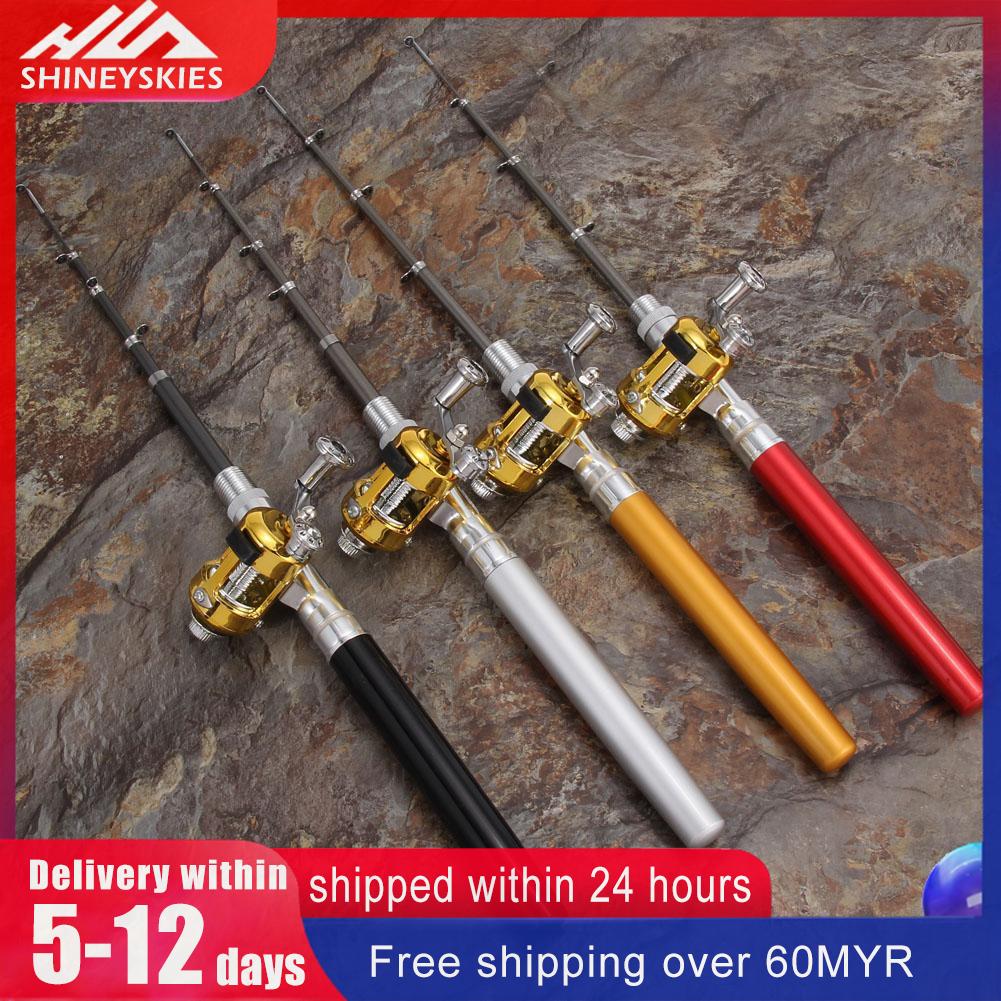 1/5pcs Mini Portable Pocket Fish Pen Aluminum Alloy Fishing Rod