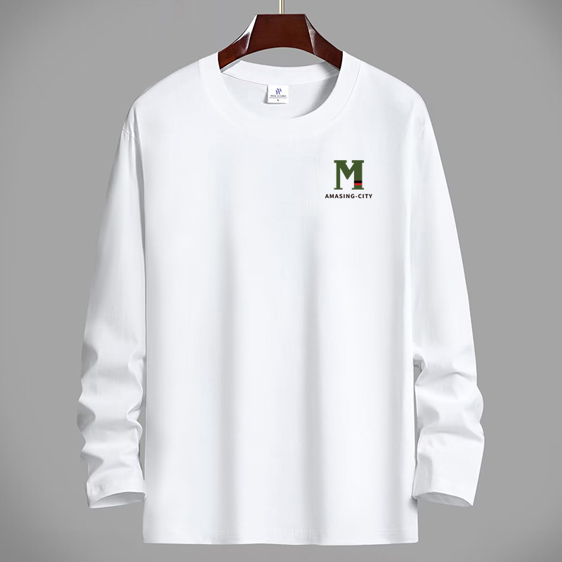 Áo thun nam dài tay áo len cổ tròn thường ngày cổ tròn