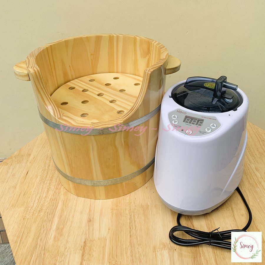 Thùng gỗ xông đầu, thùng xông đầu dưỡng sinh cao cấp, bồn xông đầu kèm máy xông