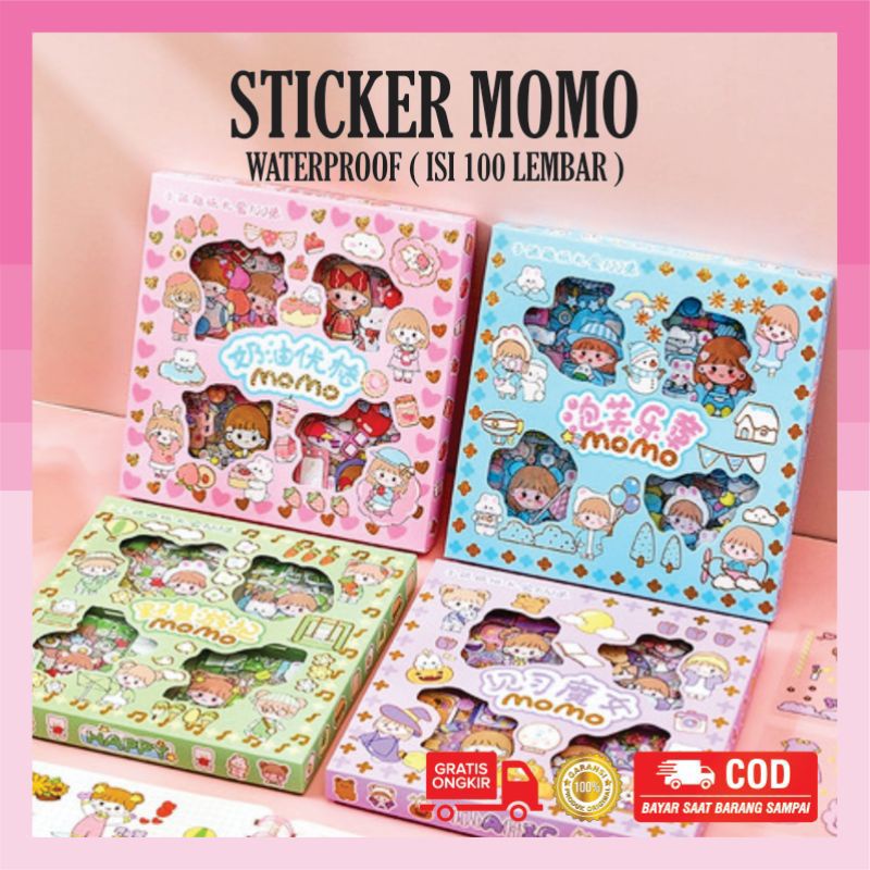 Sticker Motif Kartun 2D Isi 100 Lembar Anti Air Stiker Tempelan Hiasan Botol Minum Hias Buku Diary Scarpbook Case HP BARU