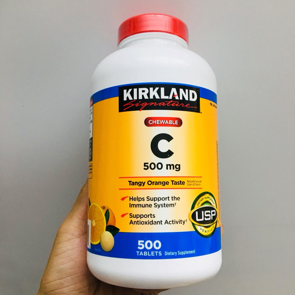    Date 06 26  Viên Ngậm KIRKLAND Signature VITAMIN C 500 mg CHEWABLE hộp 500 viên 