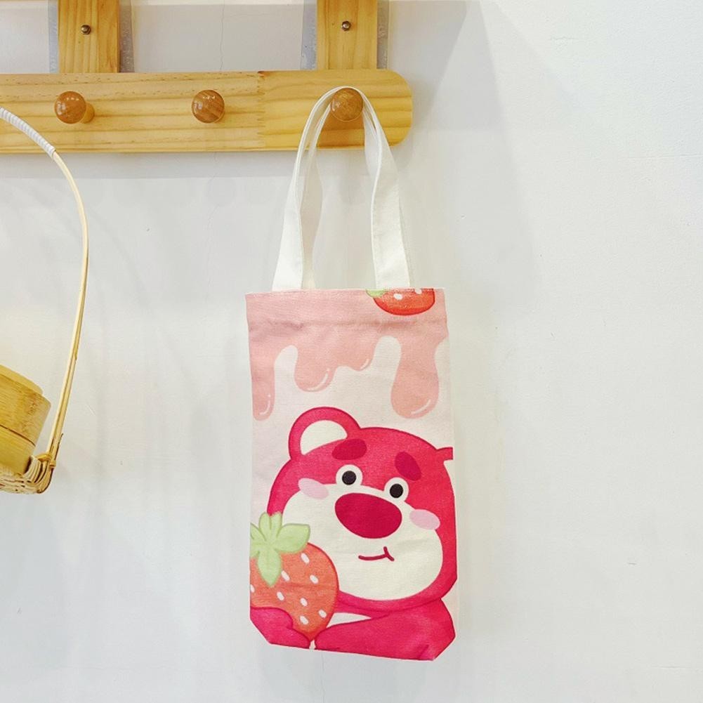 Cartoon Drinks Cup Canvas Bag Canvas Insulated Cup Sleeves Portable Reusable Tote Bag Holds 350-550ml Mugs ราคา 24 บาท*ส่งฟรี