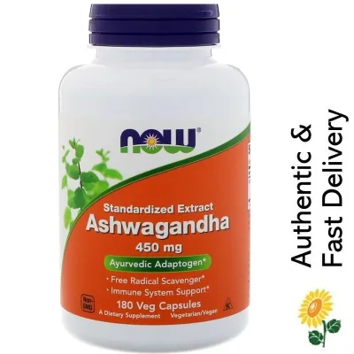 [SG] Now Foods Ashwagandha 450 mg, 180 Veg Capsules [Immune System & Stress Support]