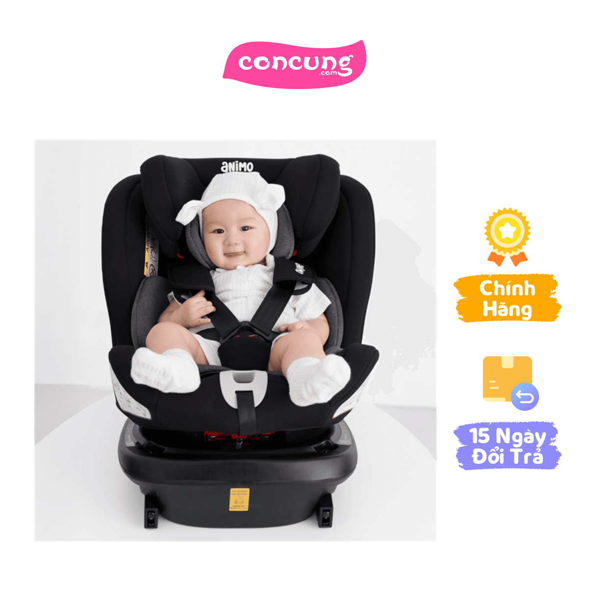 Ghế ngồi ô tô Animo OneFit Isofix 360 (0-12Y, R44, CS008, Onyx)