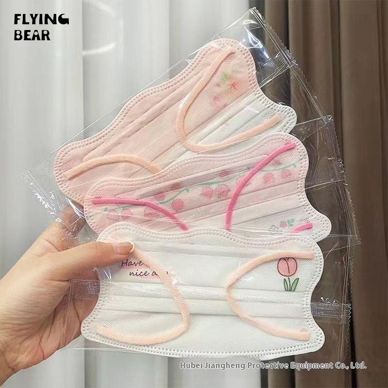 Bay gấu thiết kế dễ thương hàng ngày mặt nạ bảo vệ tulip dùng một lần đẹp mắt Mặt nạ bảo vệ thoáng khí và đơn giản mặt nạ phong cách Ins