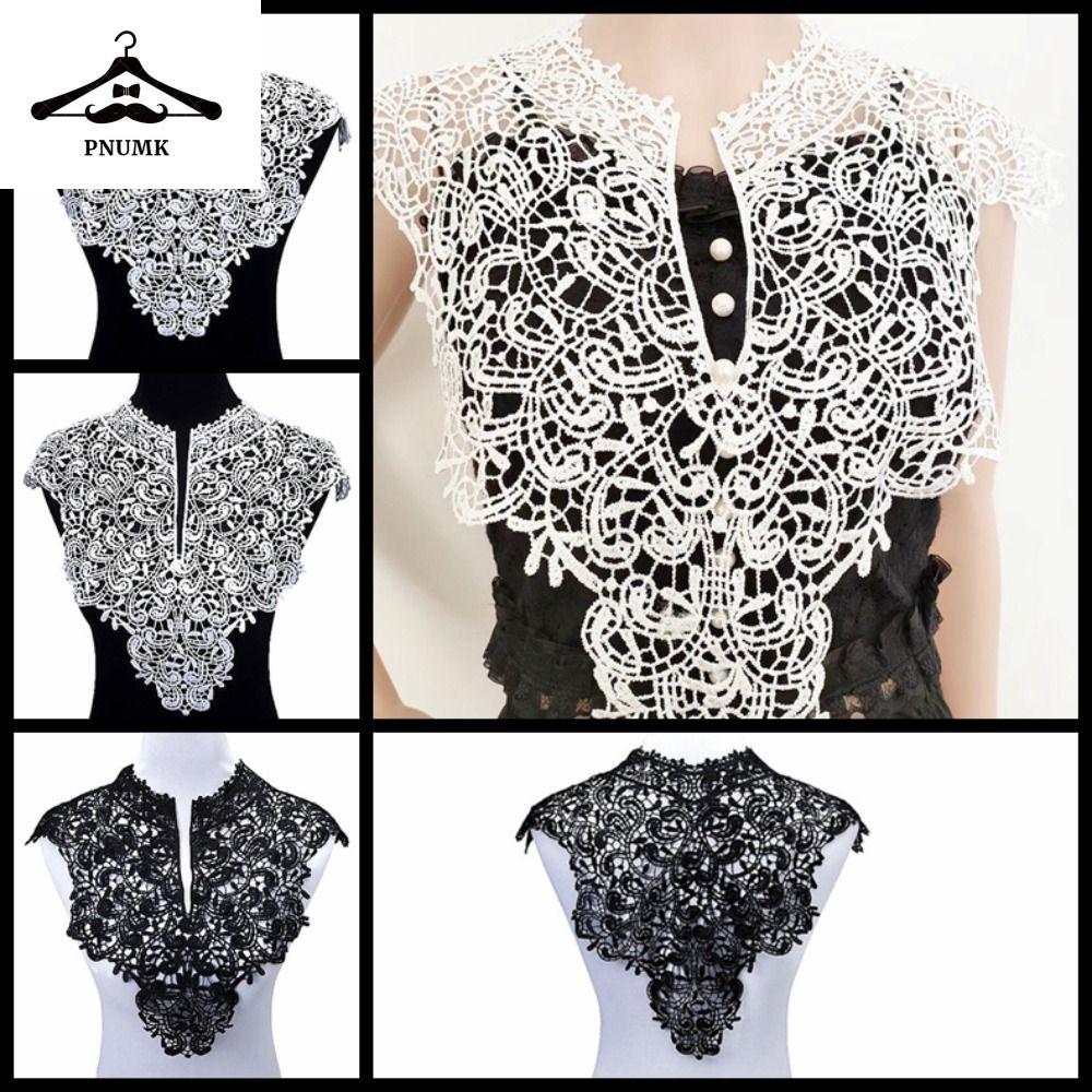 PNUMK Vải Thêu Đường viền cổ áo ren Có thể tháo rời Rỗng Đường viền cổ áo nữ Miếng đính Băng đeo cổ 