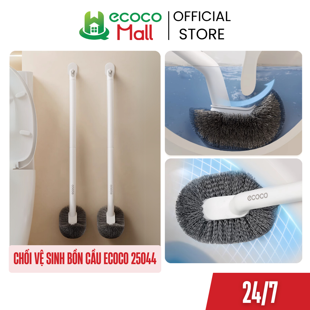  Cọ vệ sinh ECOCO Tặng Kèm Móc Dán treo tường thế hệ mới đầu cọ chữ S dễ dàng làm sạch cán dài cao cấp 25044 