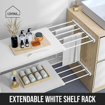 Extendable Shelf Wardrobe Shelf Adjustable Nail-Free Shelves Divider Closet Cabinet Partition Storage Organizer Organiser Rack