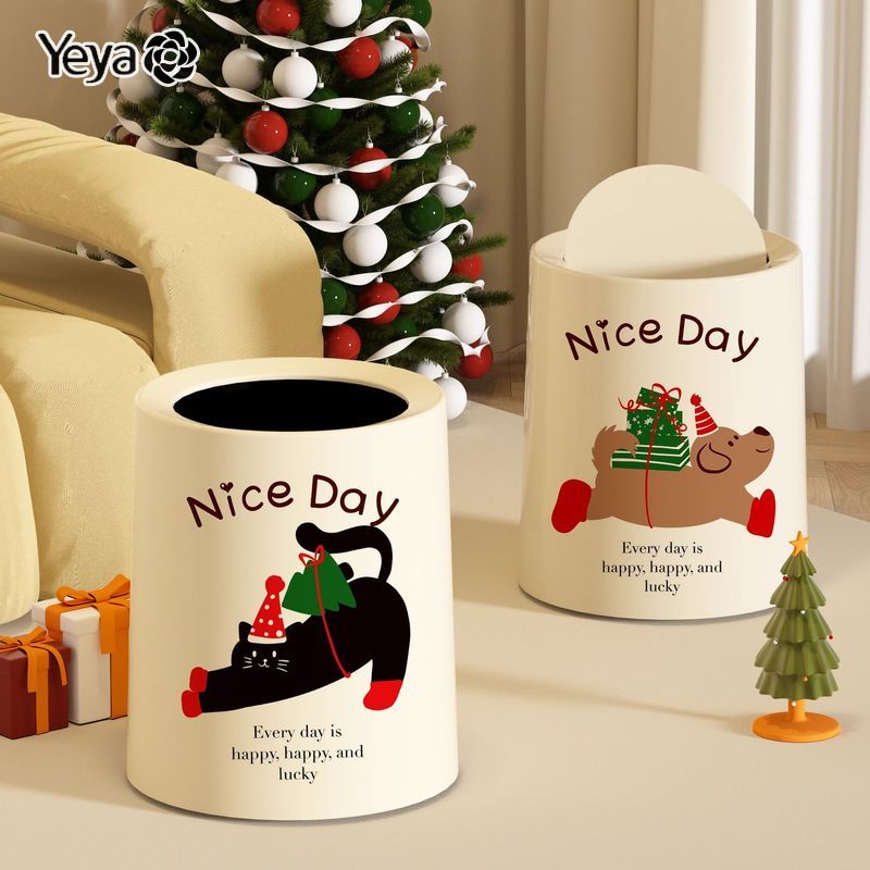 YEYA Thùng rác tái chế Thùng rác Phòng khách gia đình Sức chứa lớn Quà tặng Giáng sinh dễ thương cho mèo và chó Thùng rác lớn Phòng ngủ Thùng rác cao cấp