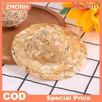 ZMONH 2pcs HAND-woven Small straw Hat ตุ๊กตาตกแต่งเครื่องประดับ DIY