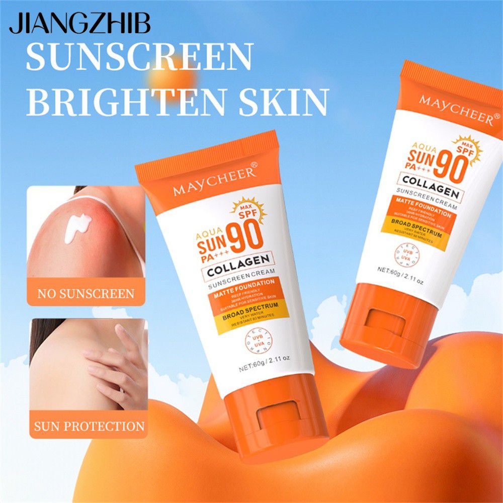 JIANGZHIB MAYCHEER ครีมกันแดด SPF90 ฤดูร้อนป้องกันรังสีอัลตราไวโอเลตแยกหน้า นมที่ไม่มีไขมันสดชื่น