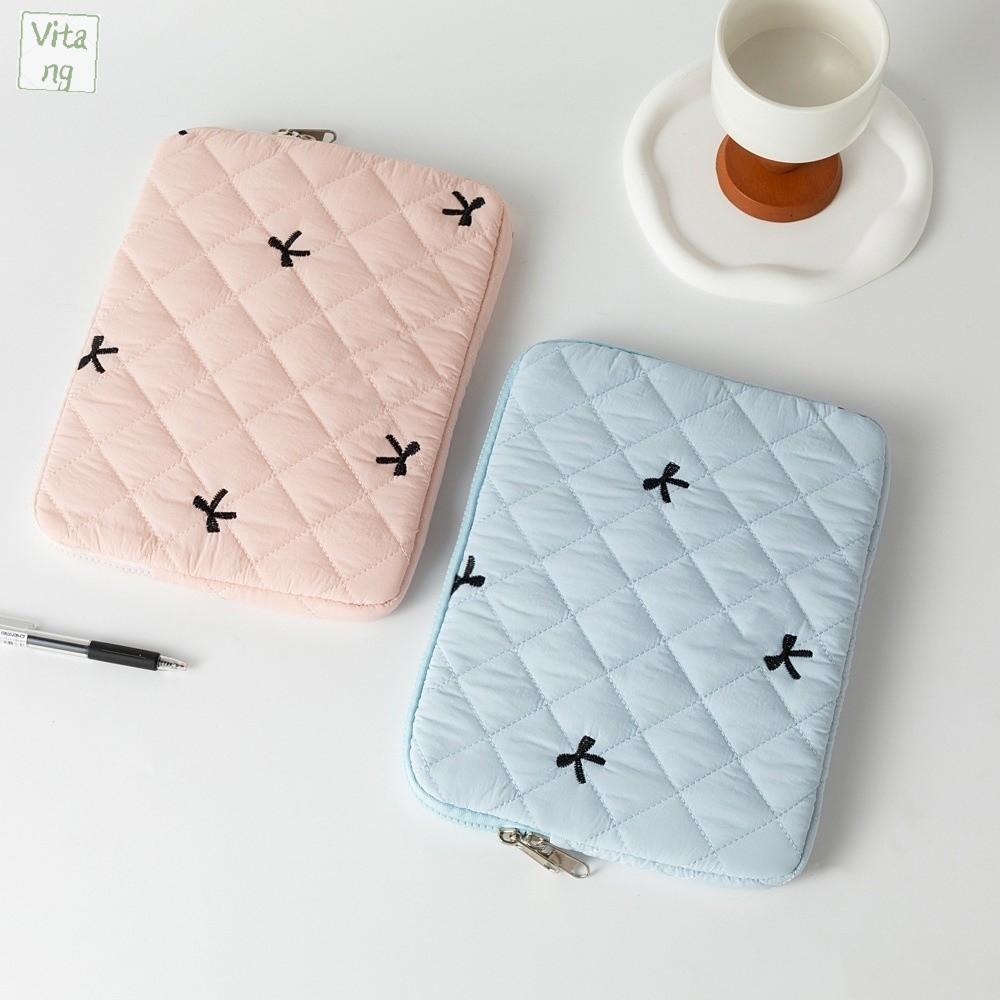 VITANG Thêu Túi đựng laptop INS Phong cách Hàn Quốc Túi máy tính hình nơ Di động Chống sốc Ốp bảo vệ máy tính bảng Phụ nữ