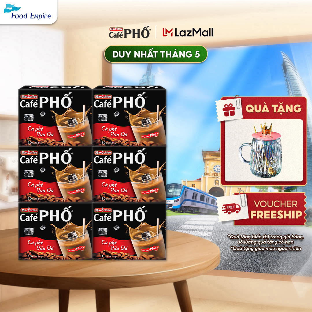 Combo 6 hộp Cà phê phố Sữa Đá - Maccoffee (hộp 10 gói x 24g)