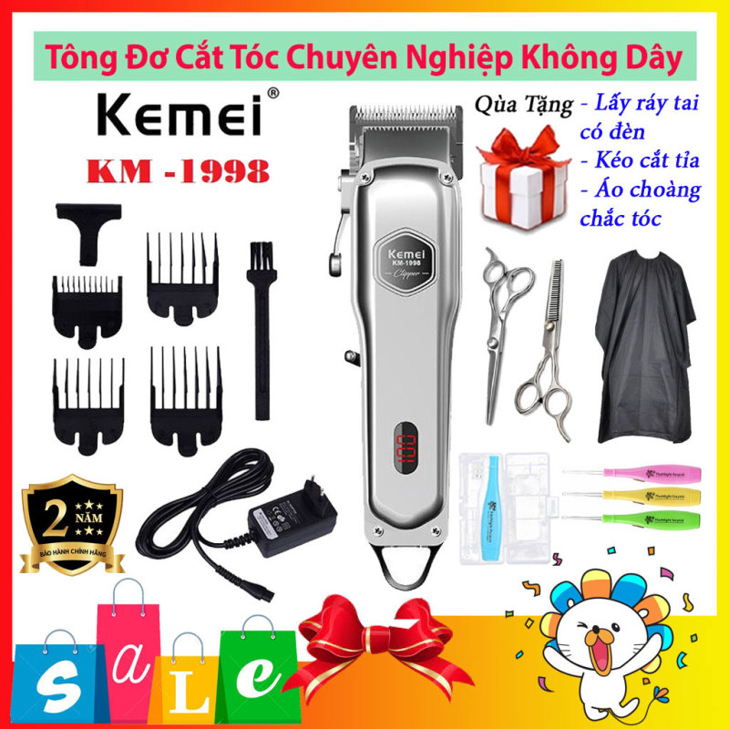 Tông đơ cắt tóc Kemei 1998 thân nhôm nguyên khối - Máy cắt tóc không dây - Tăng đơn cắt tóc chuyên nghiệp chính hãng giá rẻ giá rẻ