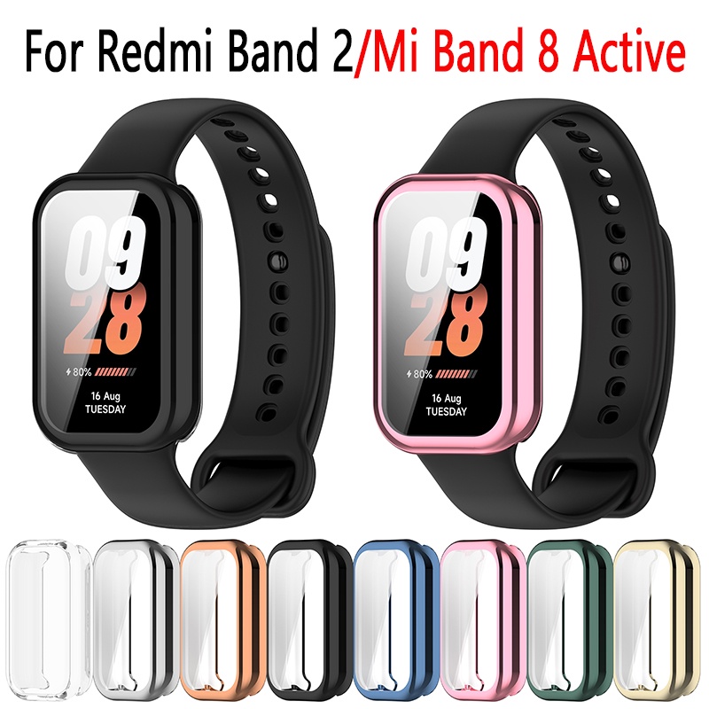 Cho Redmi Vòng thông minh 2 trường hợp Xiaomi Vòng thông minh 8 hoạt động trường hợp TPU bọc hoàn toàn cho Redmi ban nhạc 2 vỏ mi ban nhạc 8 miếng bảo vệ màn hình chủ động phụ kiện