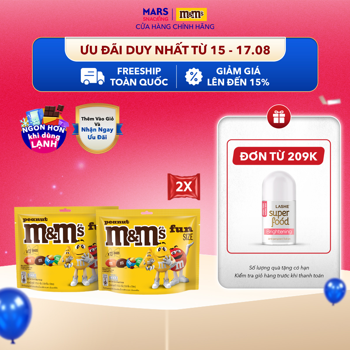 Combo 2 Túi Kẹo Sôcôla Đậu Phộng M&Ms (2 túi x 175.5g)