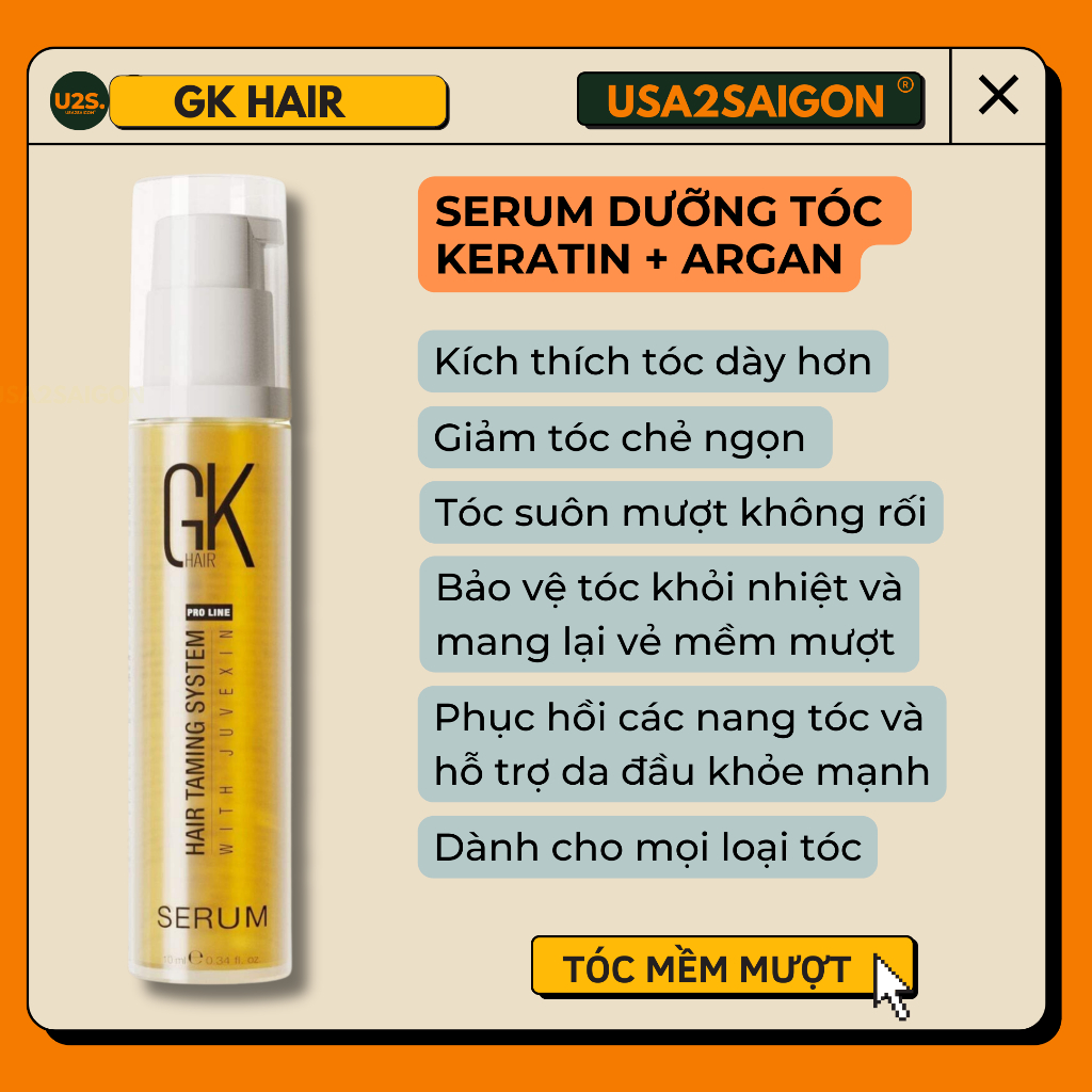 Serum dưỡng tóc gk hair với keratin và argan oil 10ml
