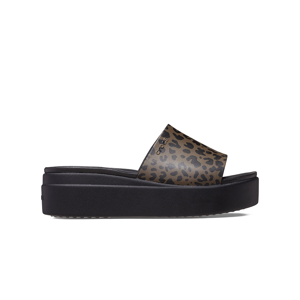 Dép Quai Ngang Nữ Crocs Brooklyn Animal Print - Black/Brown