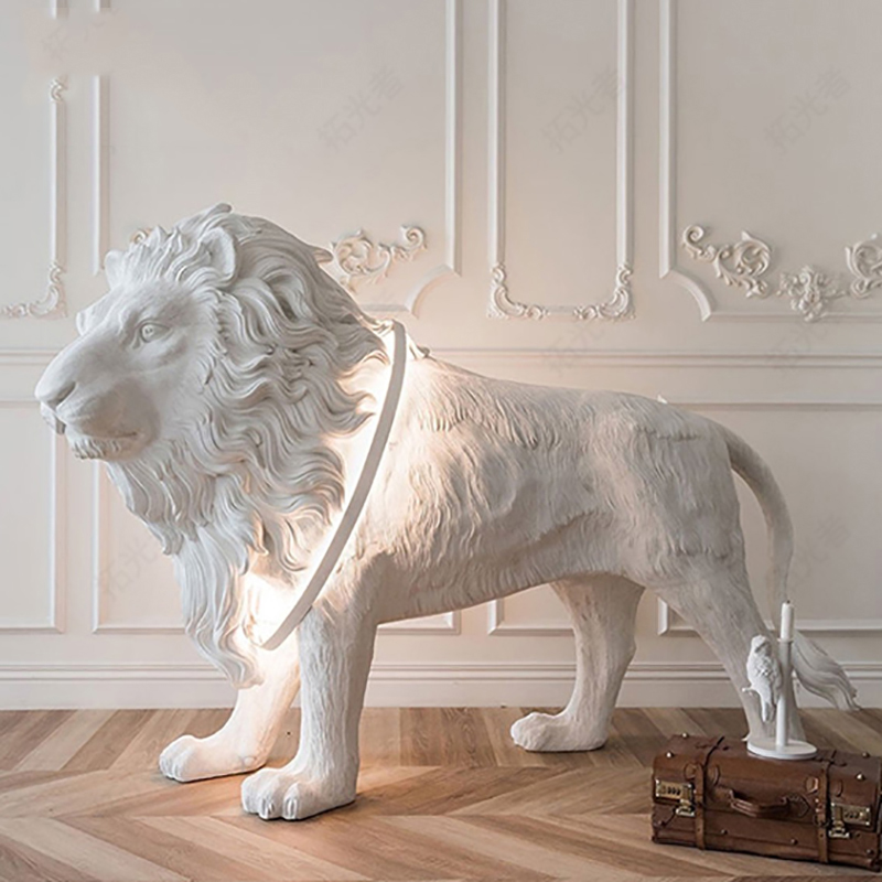 Designer sculpture lion floor lamp sales department shopping mall villa living room style decoration large art floor lamp
