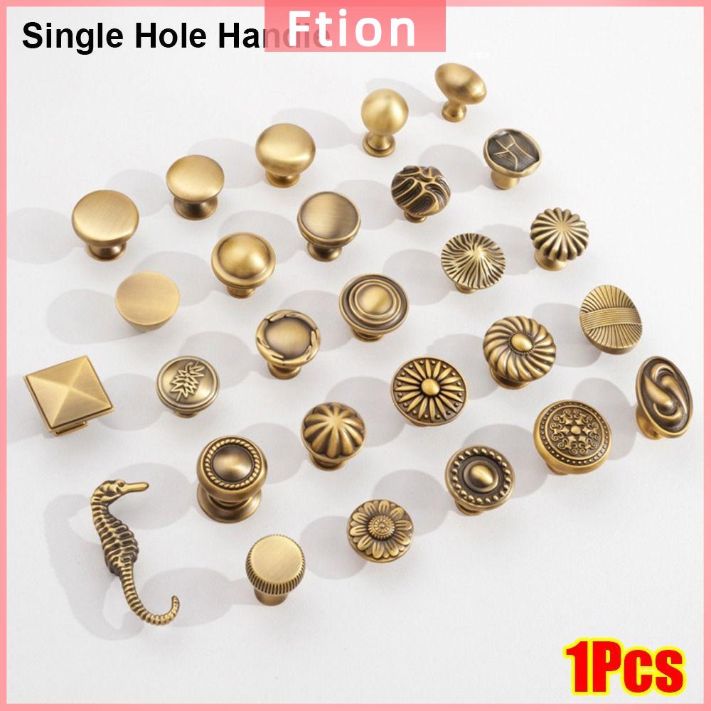 FTION 1Pcs Lỗ đơn Núm ngăn  kiểu cổ Cổ điển Nhiều kích cỡ Tay nắm tủ Bền Tròn Tay nắm cửa Phụ kiện nội thất