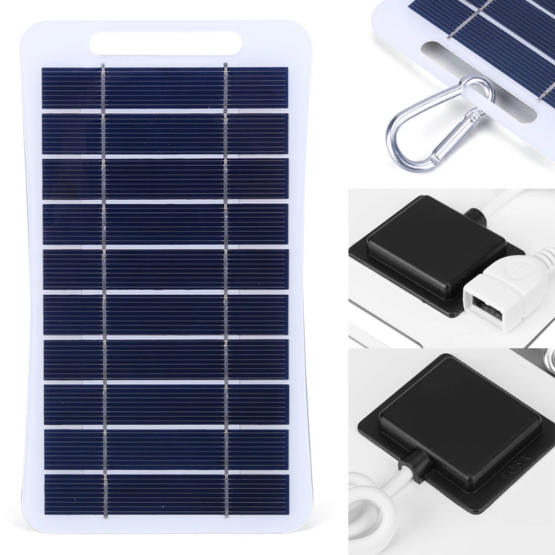 2W 5V Solar Charging Panel Waterproof Battery Charger Power Emergency Panel Phone Power Bank for Cam