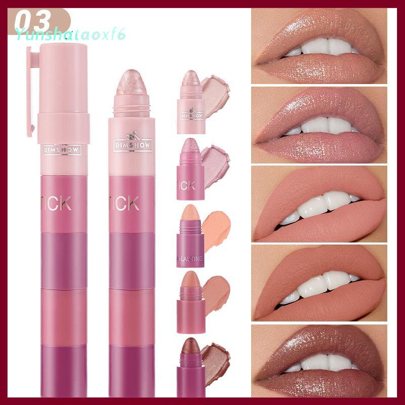 yunshataoxf Dimshow 5 trong 1 Eyeshadow bút chì Kit nhung Matte sắc tố ánh sáng lung linh làm nổi bật trang điểm kết hợp mini Eye Shadow bút mỹ phẩm - 3